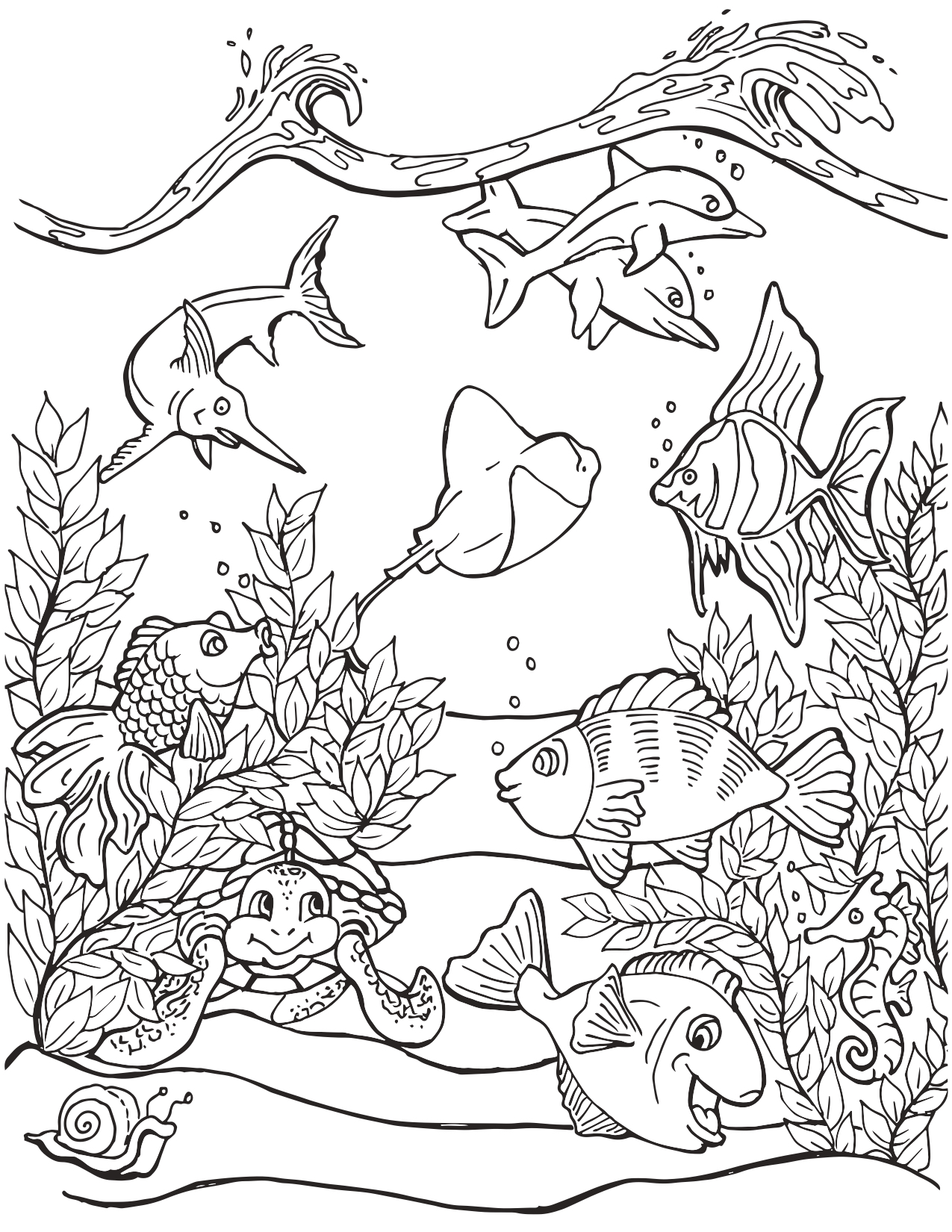 Sea Life Mermaid Coloring Pages